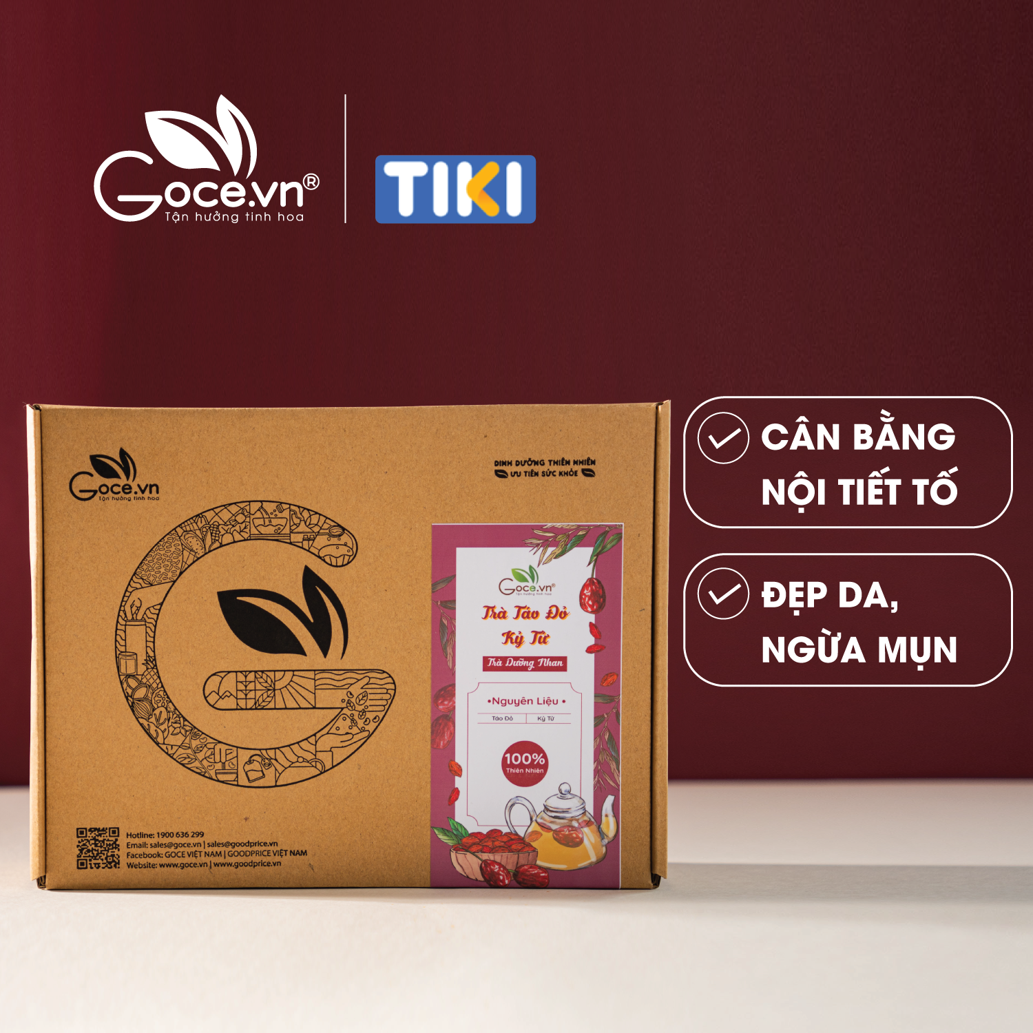 Trà táo đỏ kỷ tử Goce - Trà thảo mộc, Trà dưỡng nhan - 200g