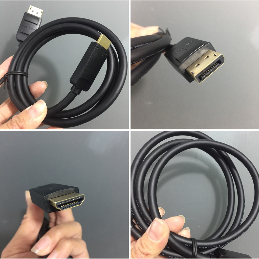 [ DP ra HDMI ] Cáp chuyển DP male ra HDMI male hỗ trợ 4K Vention HAGBF - Hàng chính hãng