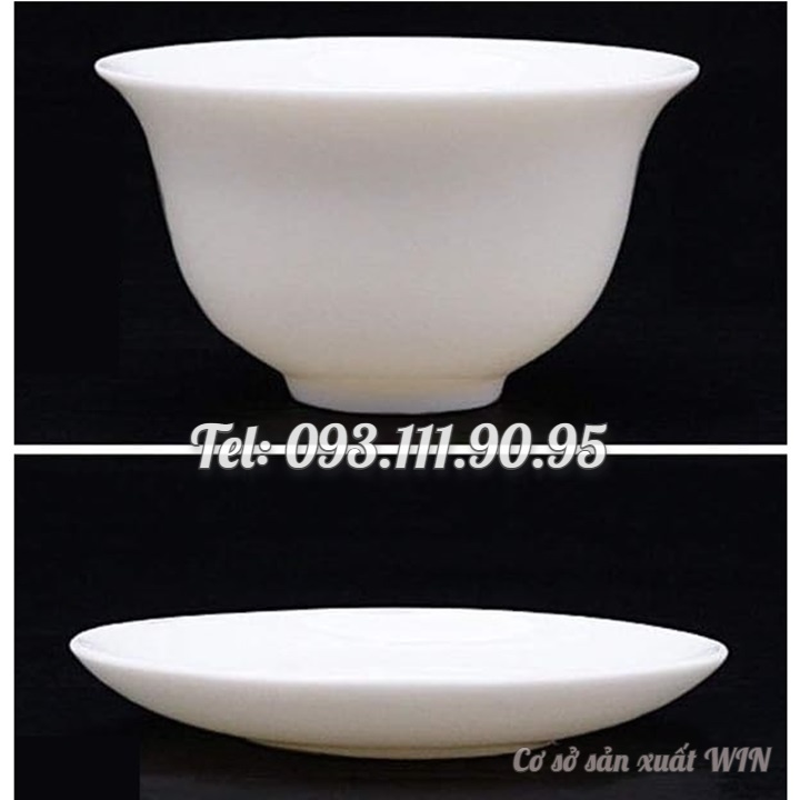 Bộ 2 chén đĩa men sứ trắng cao cấp Vi na milk loại 10 cm - Hàng khuyến mãi - Mã số 1008
