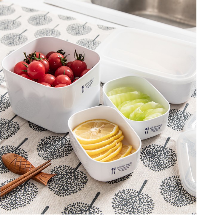 Set 02 hộp đựng & bảo quản đồ ăn White Pack 280ml thích hợp dùng trong lò vi sóng - MADE IN JAPAN