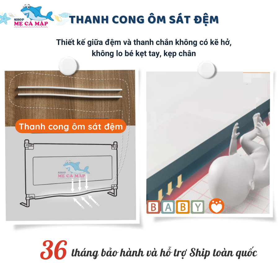 Thanh Chắn Giường Pakey LC1 Bản New Cao 105cm Ống Thép Siêu Dày, Thanh Chắn Giường Thiết Kế Chốt Nâng Cấp Bấm Hạ Dễ Dàng