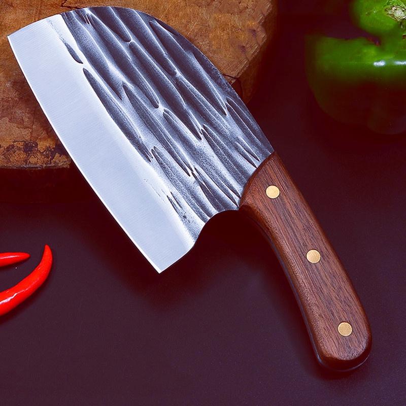 Dao bếp thái chặt gà vịt không rỉ , mặt dao dập chìm hoa văn phong thủy, giữ sắc bền - TR5 tc