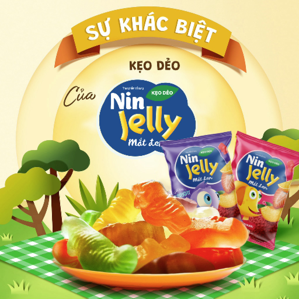 Kẹo dẻo Nin Jelly Mắt Đen cho bé (dây 10 góix20g) hương trái cây,vị ngọt thanh nhẹ,  bổ mắt cho trẻ em giúp đôi mắt sáng