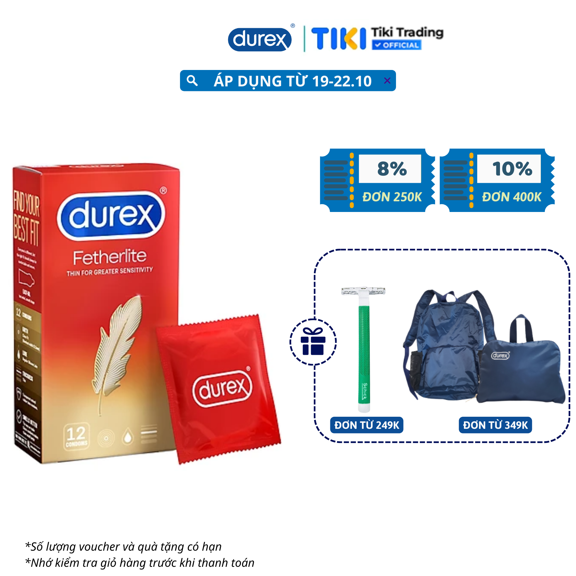 Bao cao su Durex Fetherlite Hộp 12 Bao