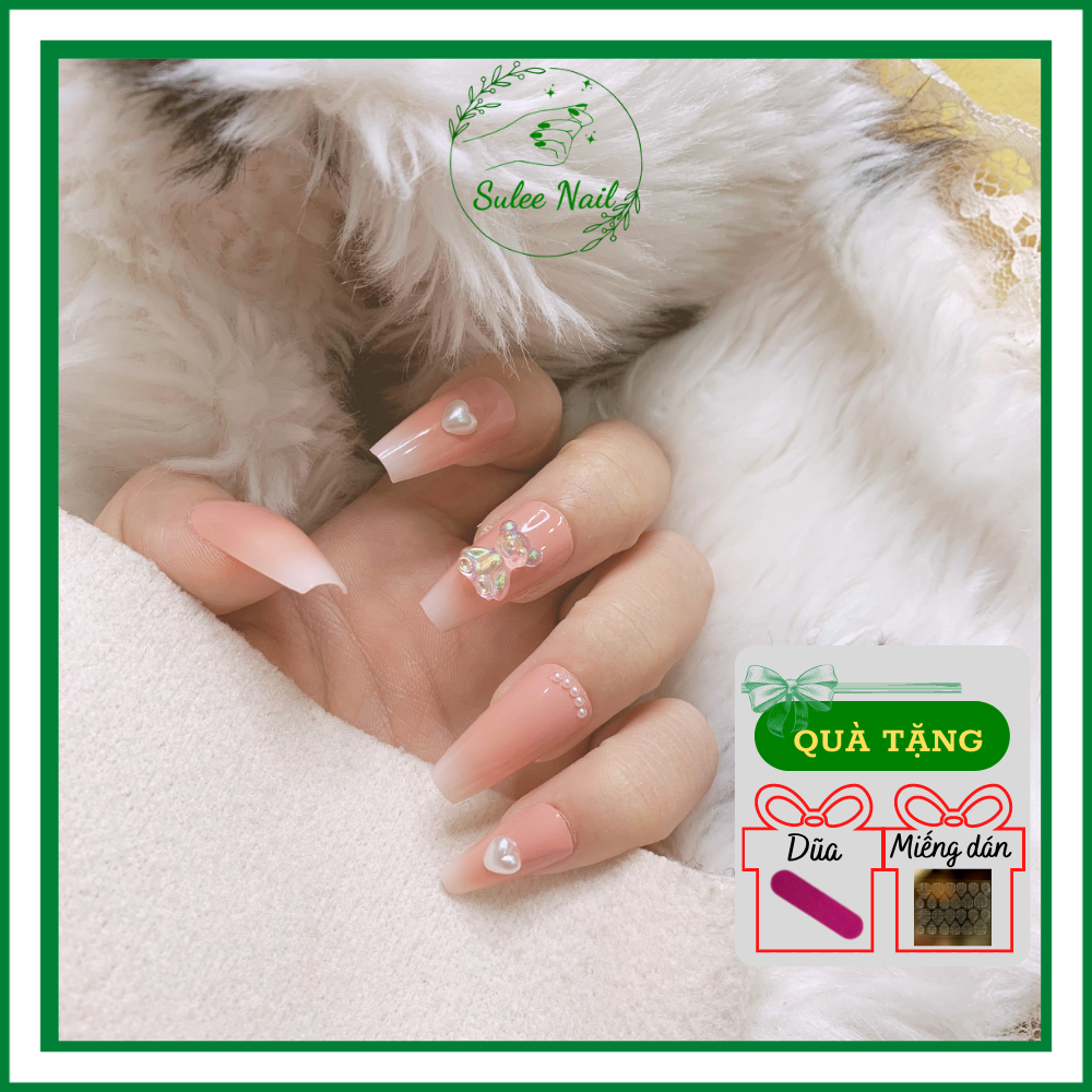 Bộ nail giả xinh đáng yêu sang choảnh siêu cute cho móng tay dài ngắn Suleenail kiểu thang