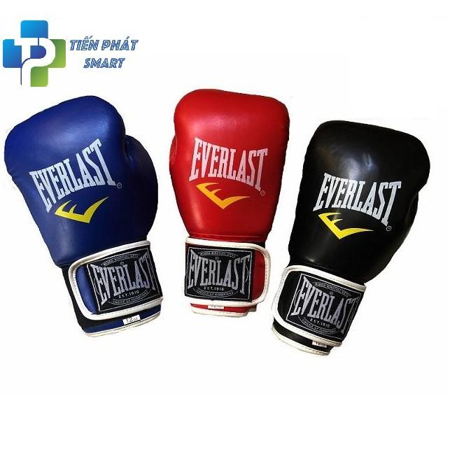 Găng tay đấm bốc Boxing Everlast - 3 MÀU ĐEN, ĐỎ, XANH(Hàng chuẩn loại 1)có túi đựng