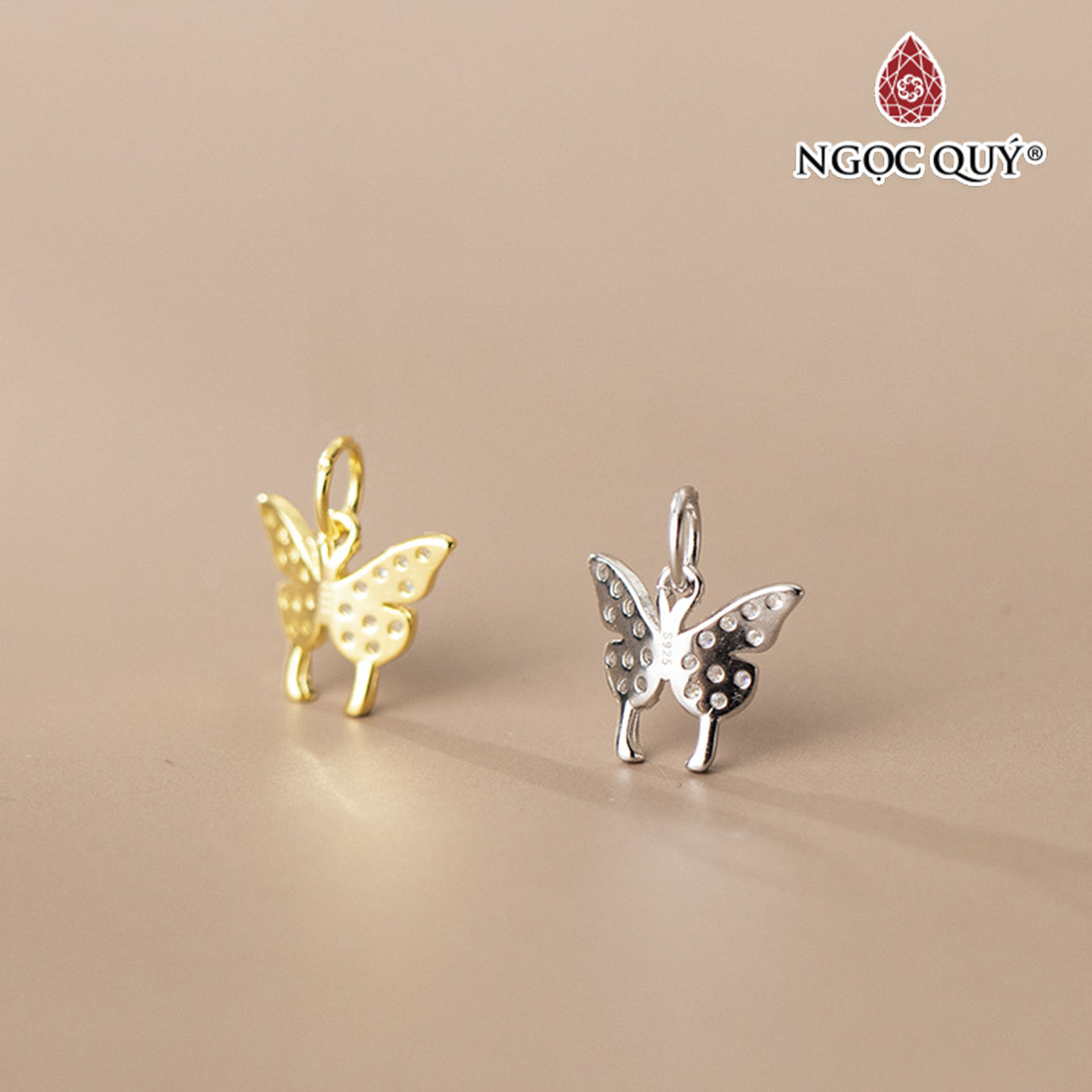 Charm bạc treo hình con bướm đính đá - Ngọc Quý Gemstones