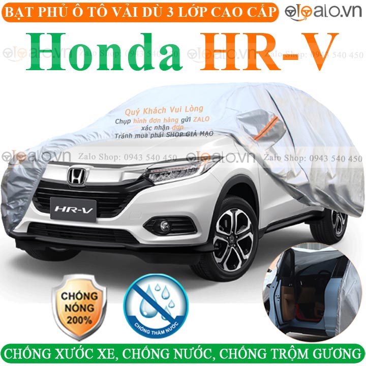 Bạt trùm che phủ xe ô tô Honda HRV 3 Lớp Cao Cấp Chống Nắng Nóng Chống Nước Chống Cháy Chống Bụi