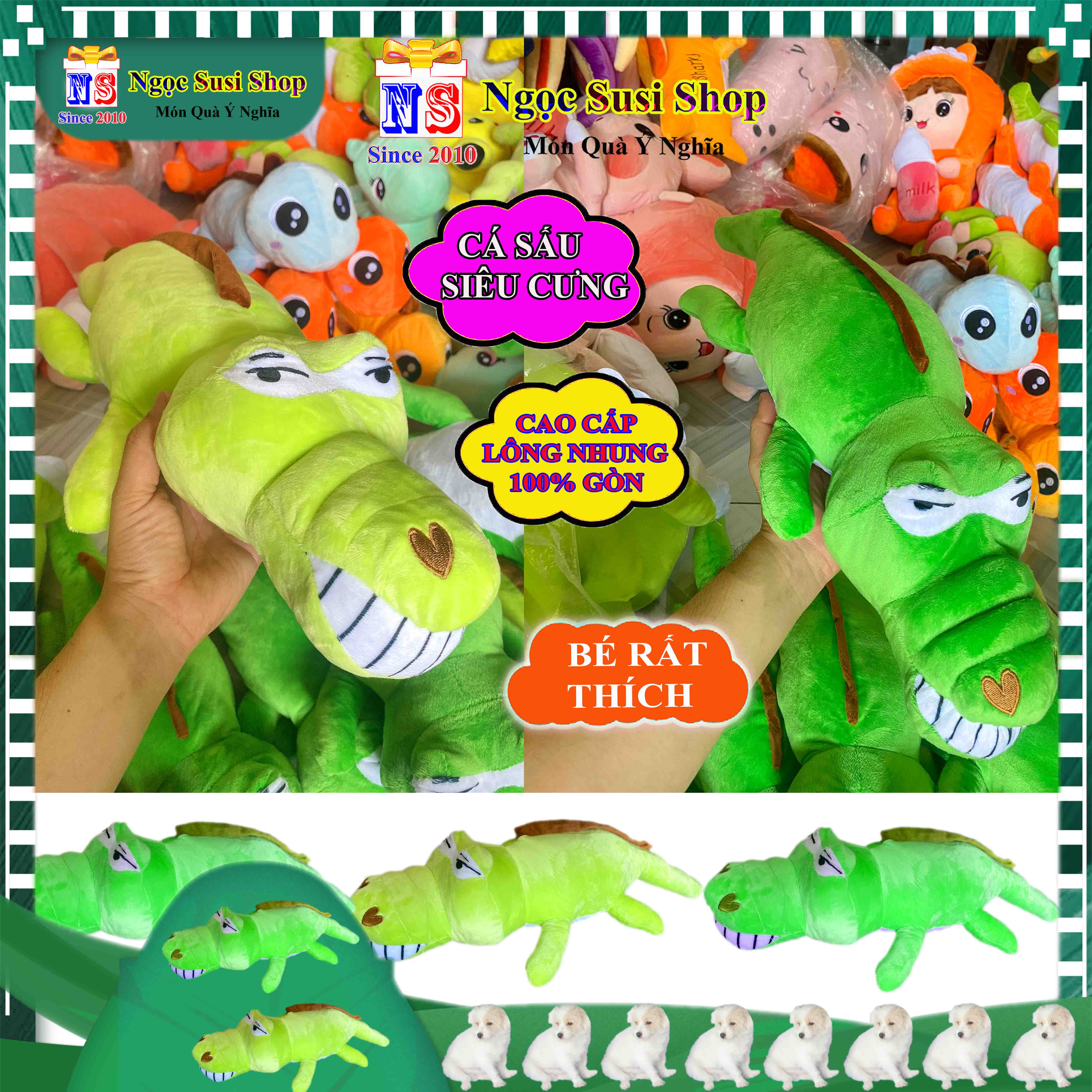 THÚ NHỒI BÔNG CON CÁ SẤU SIZE NHỎ 60CM RẤT DỄ THƯƠNG SIÊU MỀM MỊN CAO CẤP GIAO NGẪU NHIÊN MÀU