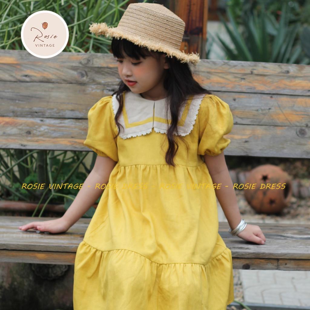 Váy thủy thủ ROSIE V20, chất vải Linen 100% tự nhiên, thấm hút mồ hôi cực tốt, mặc thoáng mát cho bé gái từ 9 - 36kg