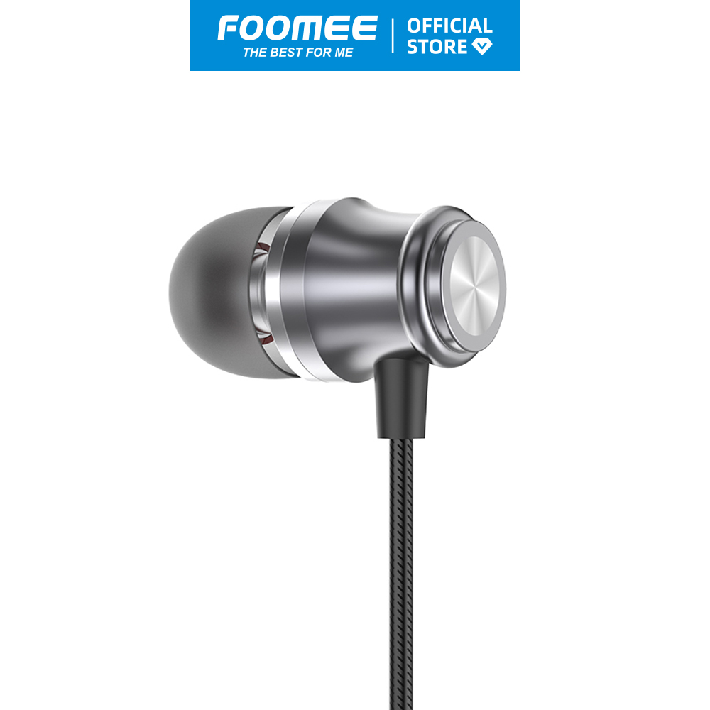 Tai nghe có dây FOOMEE QA46 - Màu Đen - Âm Thanh HiFi Đầu Cắm 3.5mm - Hàng chính hãng