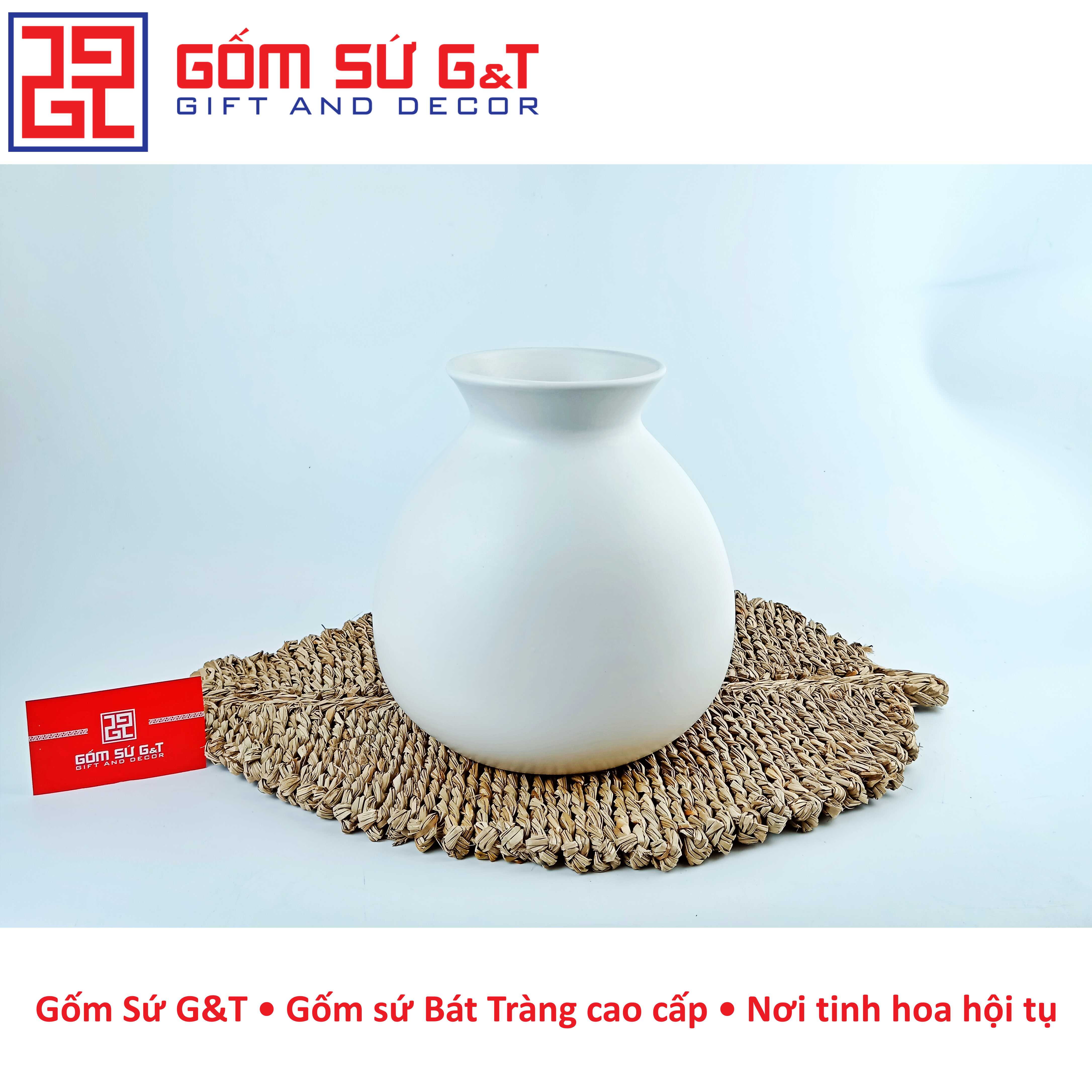 Lọ hoa dáng rọ vẽ sen Gốm Sứ G&amp;T