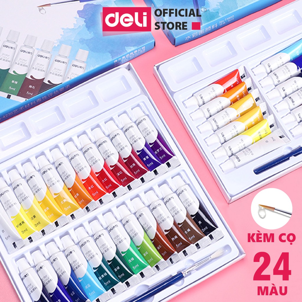 Màu Nước Dạng Tuýp 5Ml Deli - 12 Màu/18 Màu/24 Màu - 73859 / 73860 / 73861