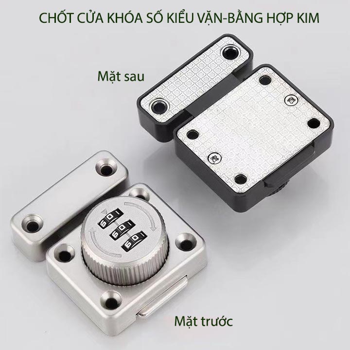 Chốt cửa khóa số kiểu vặn với 3 mã số có thể thay đổi được, bằng hợp kim chắc chắn