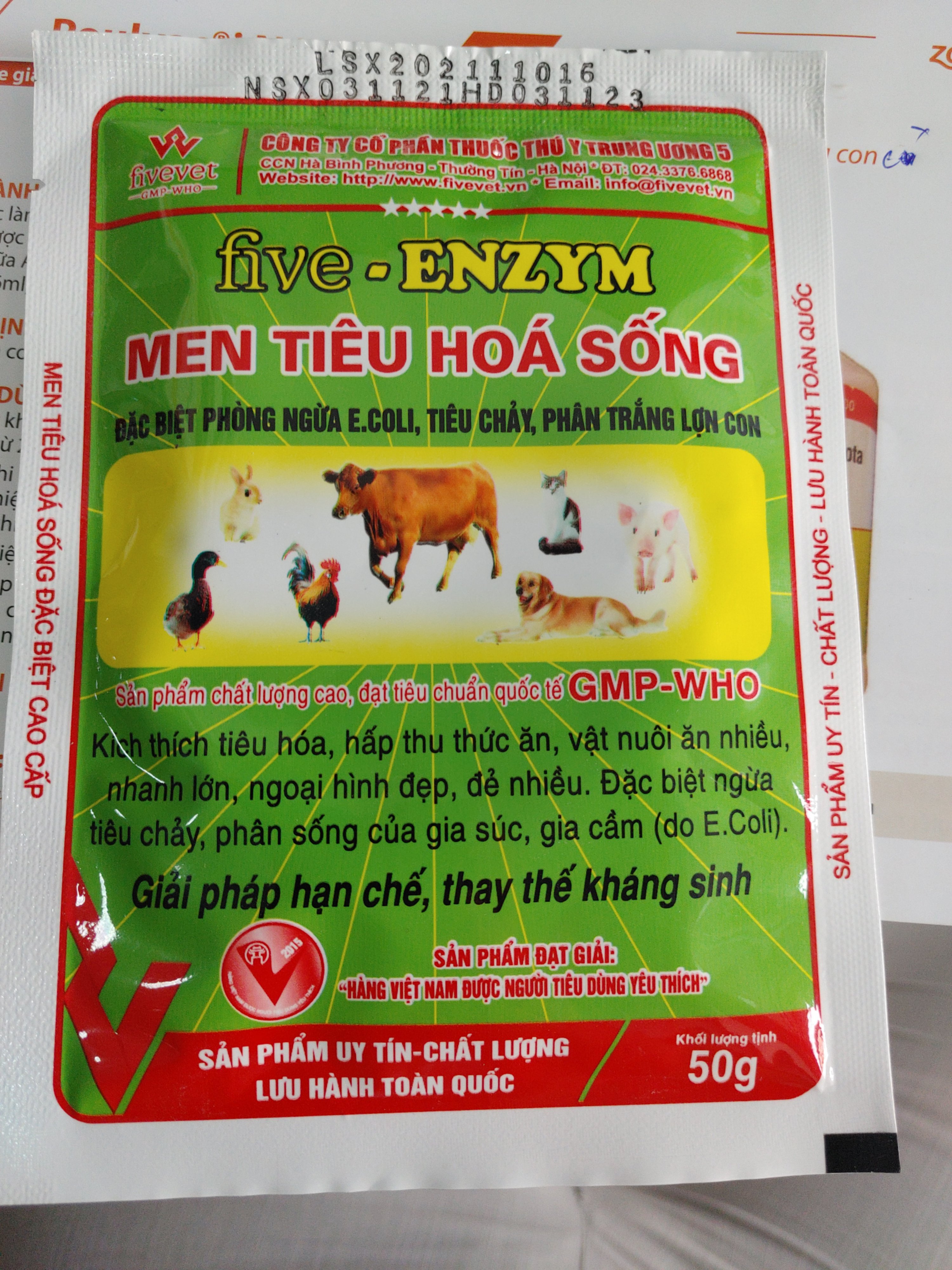 Five ENZYM Men tiêu hoá sống kích thích tiêu hóa, phòng ngừa ecoli, tiêu chảy