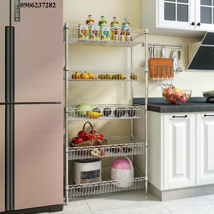Kệ bếp inox để rau củ 4 tầng, 3 tầng - giá kệ nhà bếp đa năng