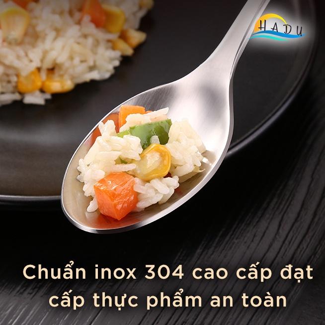 [4 Cái] Thìa Muỗng Inox Cán Dài 304 Cao Cấp Ăn Phở Đạt Chất Lượng Đức HADU