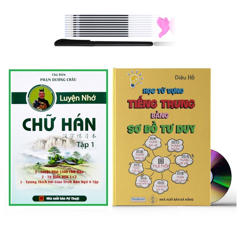 Sách - Combo 2 sách Học từ vựng tiếng Trung bằng sơ đồ tư duy và Luyện nhớ chữ Hán bằng câu chuyện tập 1 +DVD tài liệu