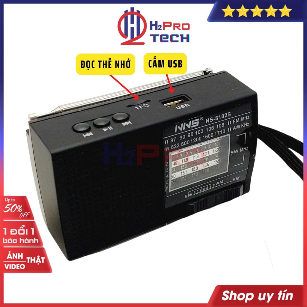 Đài Radio Đa Năng NS-8102S Fm/Am/Sw, Bluetooth/Usb/Thẻ Nhớ, Sạc Năng Lượng Mặt Trời, Đài Nghe Nhạc Cao Cấp-H2Pro Tech