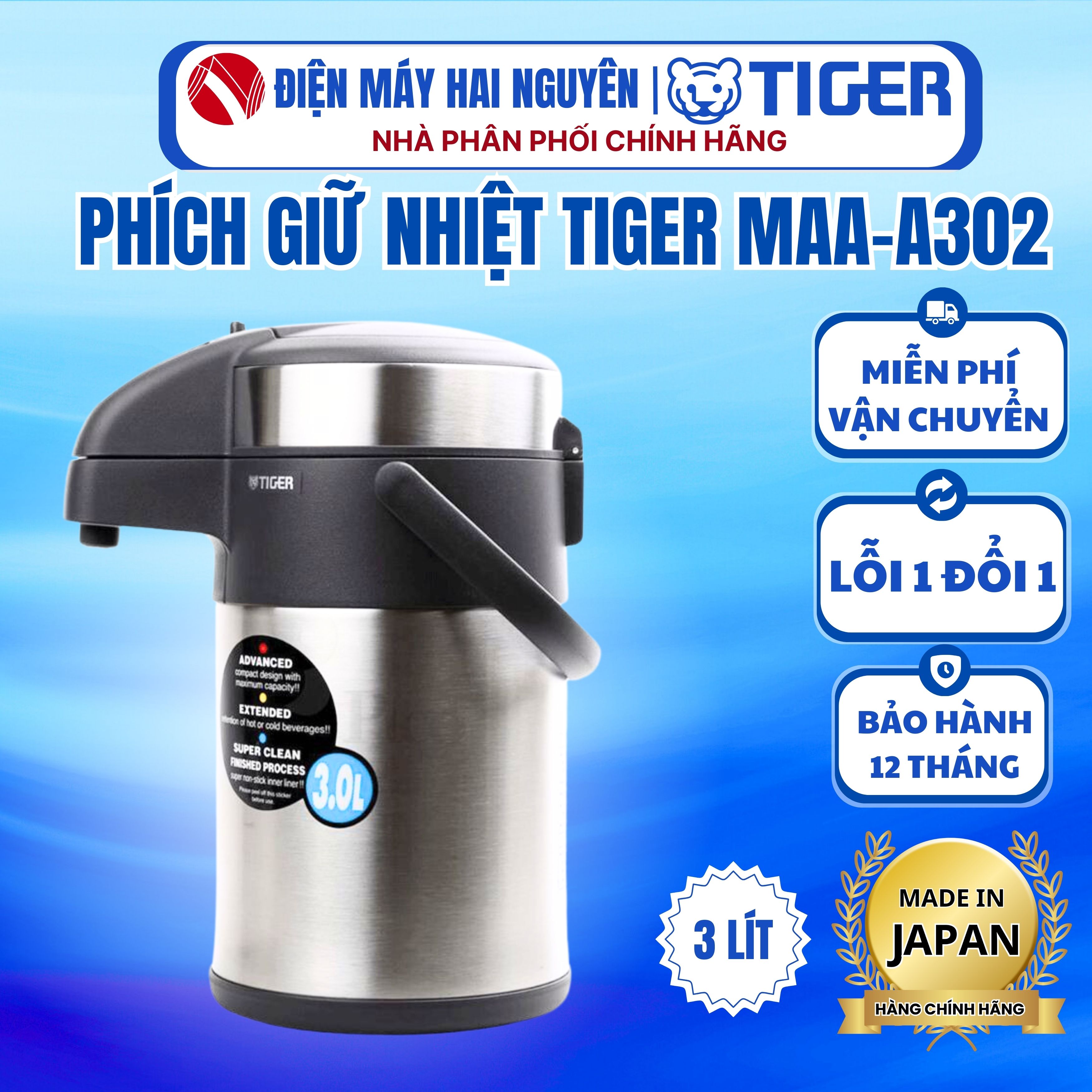Bình thuỷ cơ Tiger MAA-A302 (3L) HÀNG CHÍNH HÃNG