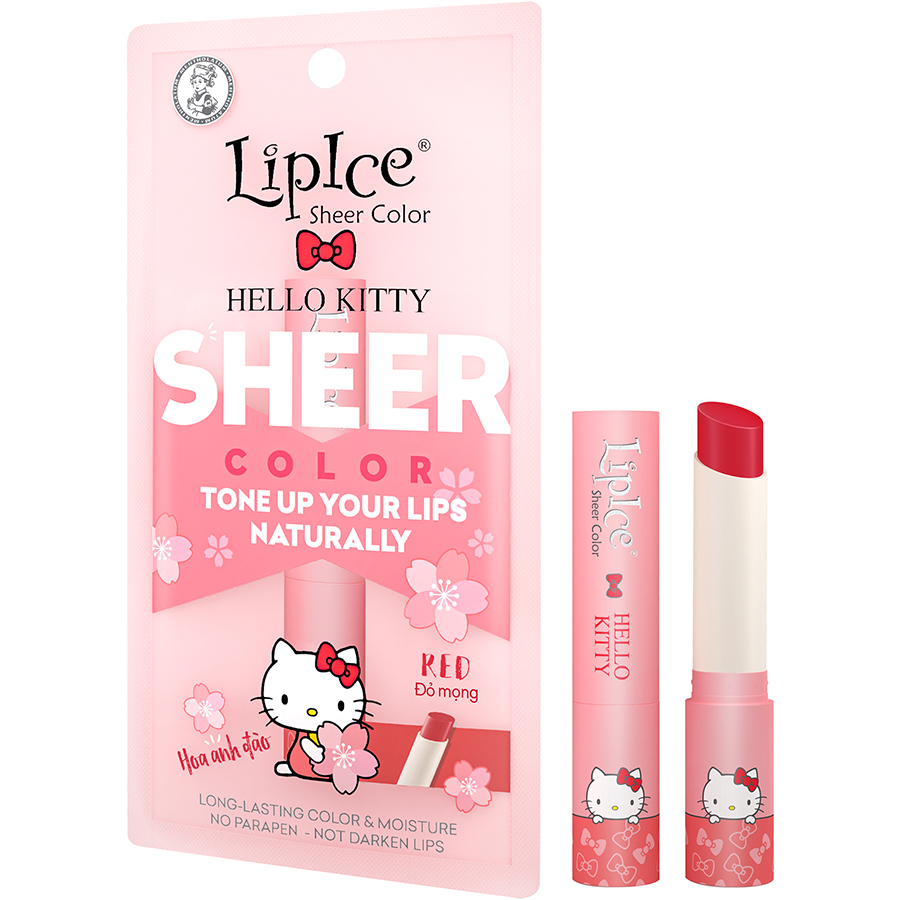 Son dưỡng Lipice Sheer Color  x Ardent - Hồng tự nhiên (Phiên bản Hello Kitty giới hạn) + Tặng móc khóa Hello Kitty xinh xắn Mochi dâu