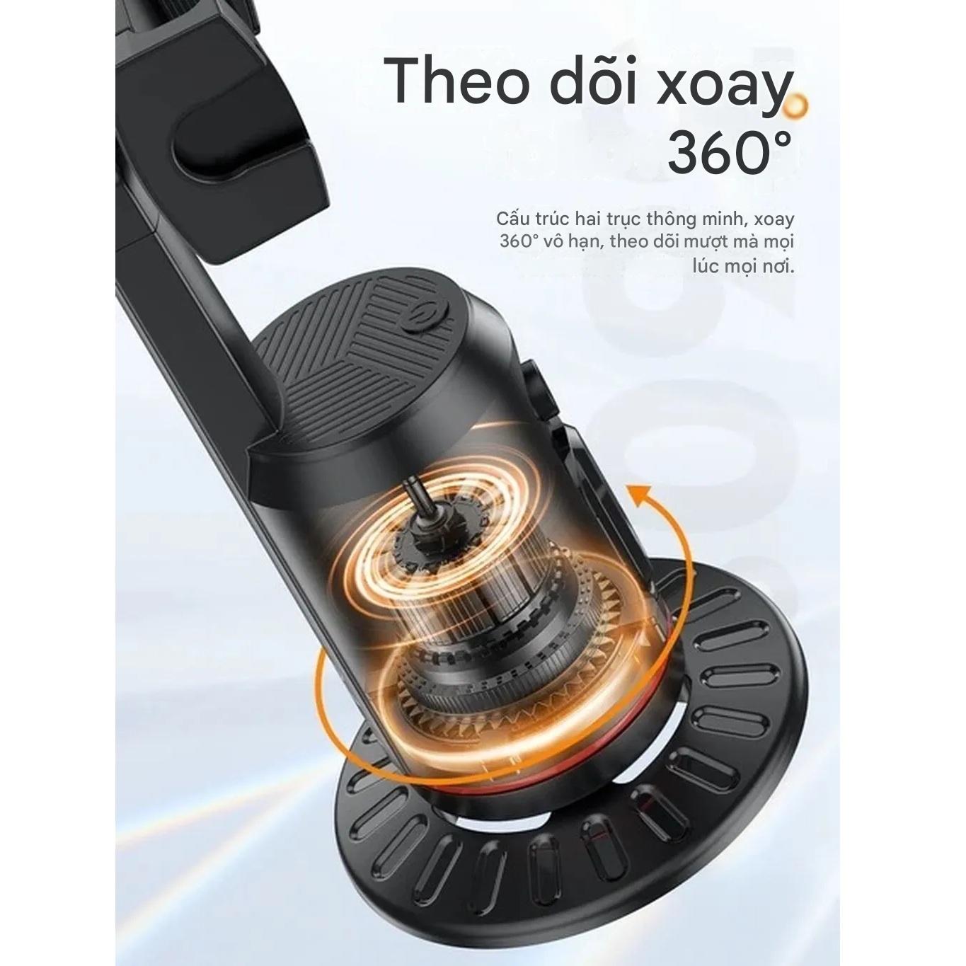 Giá đỡ điện thoại thông minh quay theo khuôn mặt HOCO K23 Lotus có điều khiển quay chụp, Auto Face Tracking xoay 360, ra lệnh cử chỉ - Hàng chính hãng