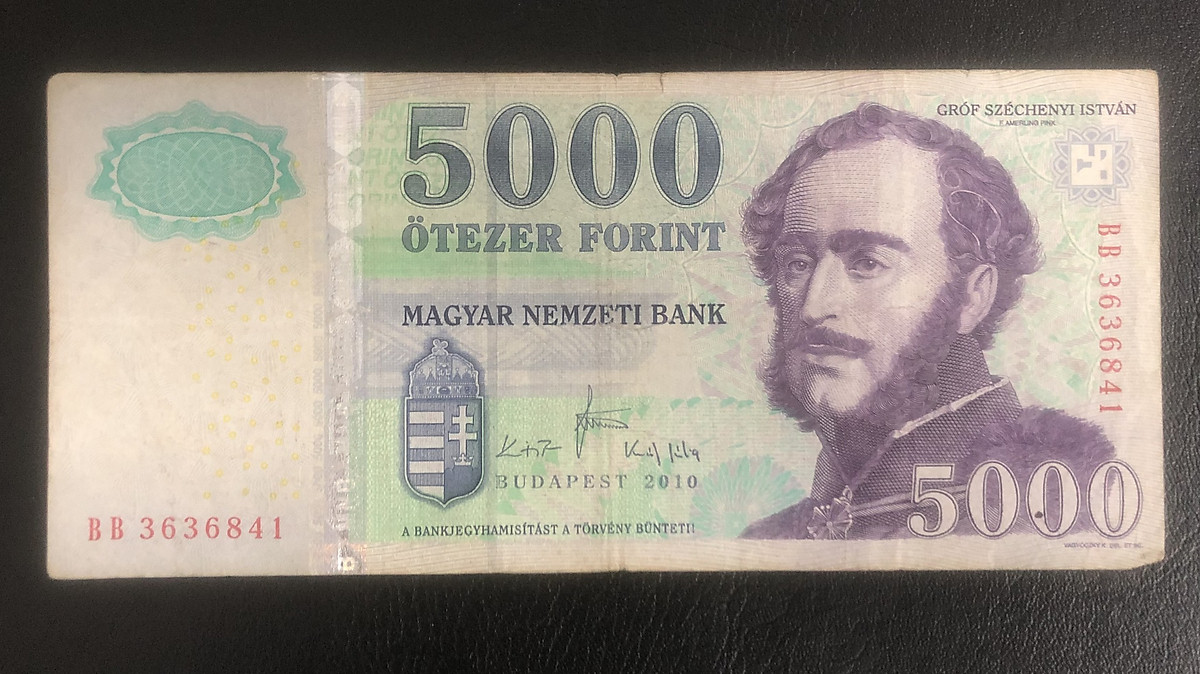 Tiền châu Âu, 5000 forint Hungary phiên bản cũ - Tặng túi nilon bảo quản