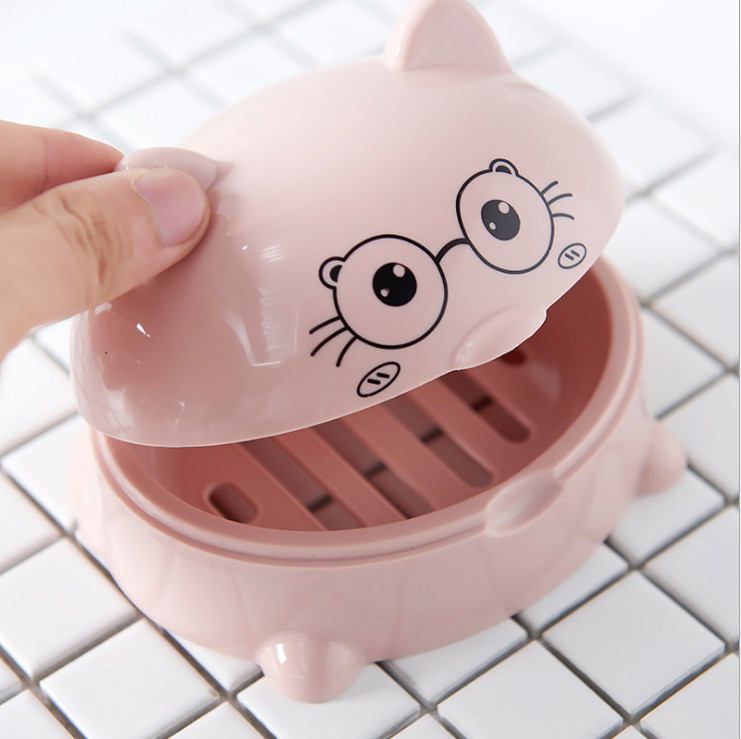 Hộp đựng xà phòng HÌNH THÚ có nắp đậy chống nước, phụ kiện nhà tắm tiện ích - giao màu ngẫu nhiên