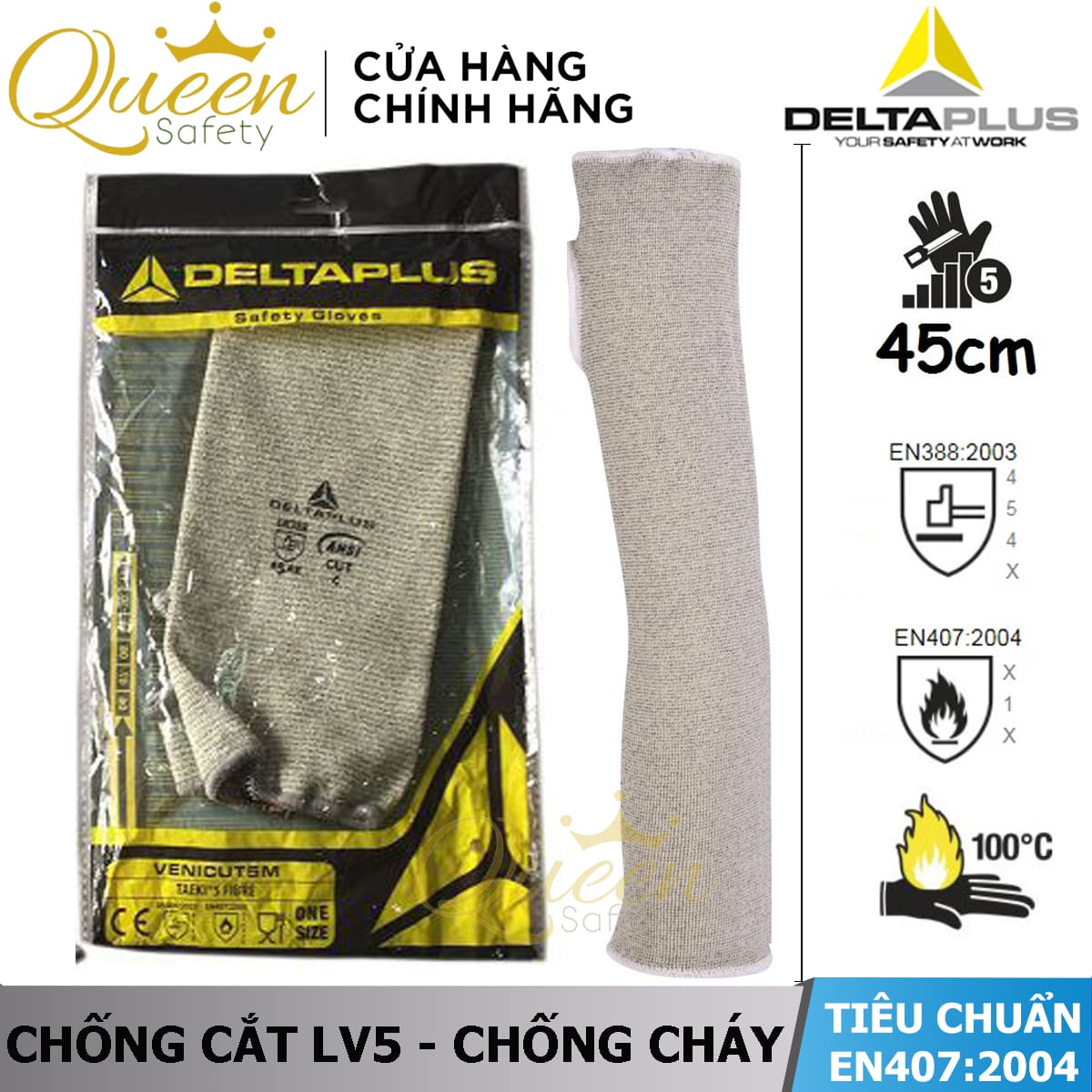 Bao ống tay chống cắt Deltaplus Venicut5M cấu tạo sợi Polyethylene chống cắt, Sleeve Venicut5m (Số lượng 1 chiếc)