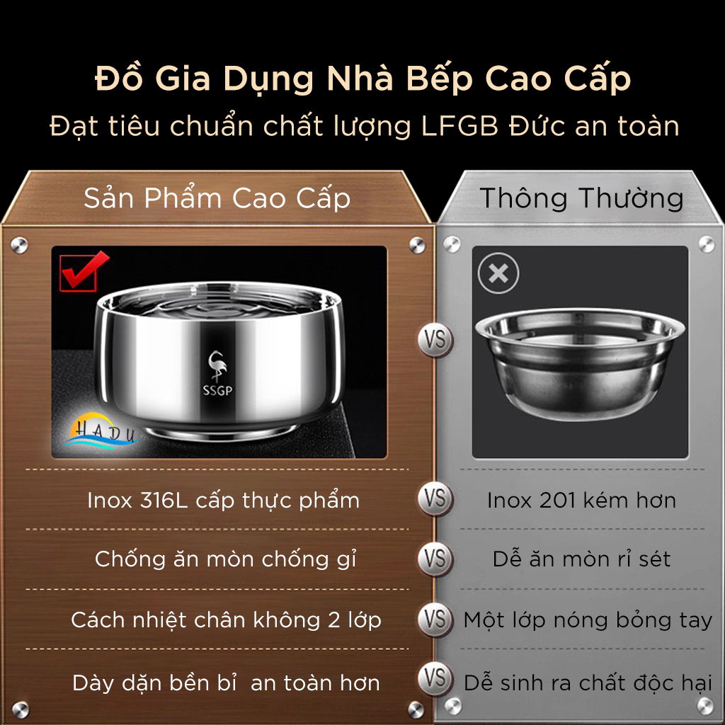 Bát Inox 2 Lớp Cách Nhiệt Kiểu Hàn Quốc Chất Liệu 304 316 Cao Cấp Đạt Chất Lượng LFGB Đức SSGP