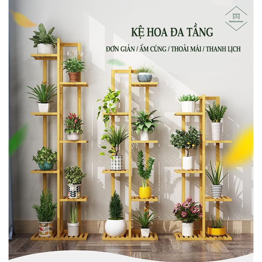 Kệ hoa gỗ trồng hoa cây cảnh 5 tầng,6 tầng, 7 tầng Flo-Shelf trang trí trong nhà, ngoài trời phong cách Hàn Quốc