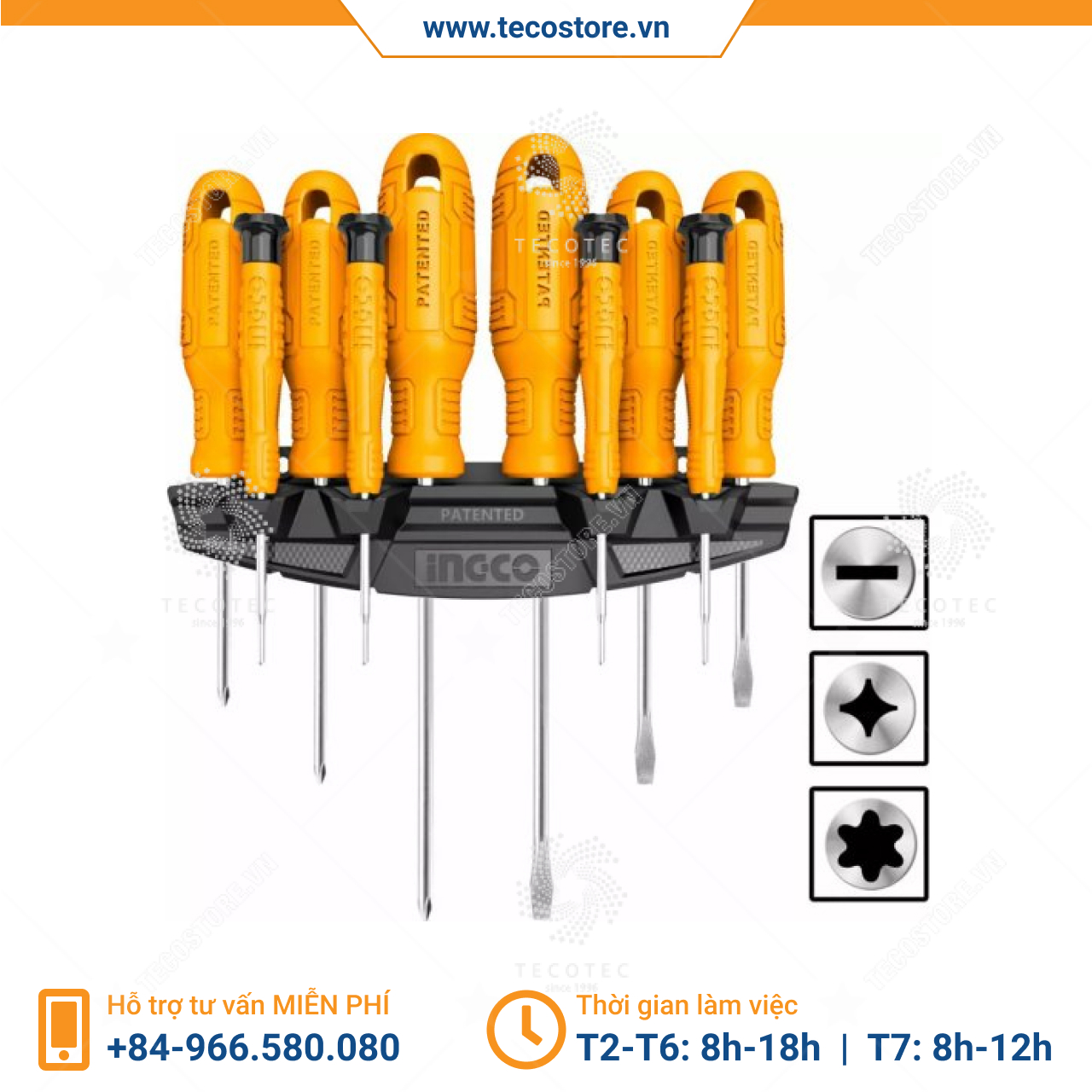 Bộ 10 tua vít đa năng INGCO HKSD1058 [Chính hãng] [Có sẵn]