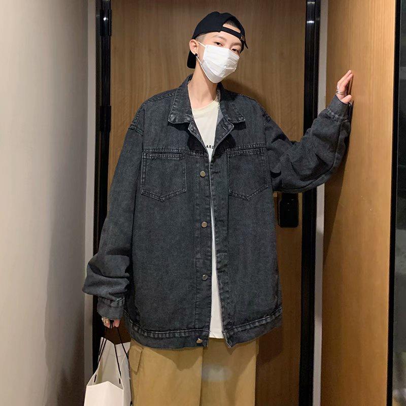 Áo khoác jean dáng rộng thời trang xuân thu mới phong cách Hàn Quốc 2021 size m-3xl cho nam và nữ