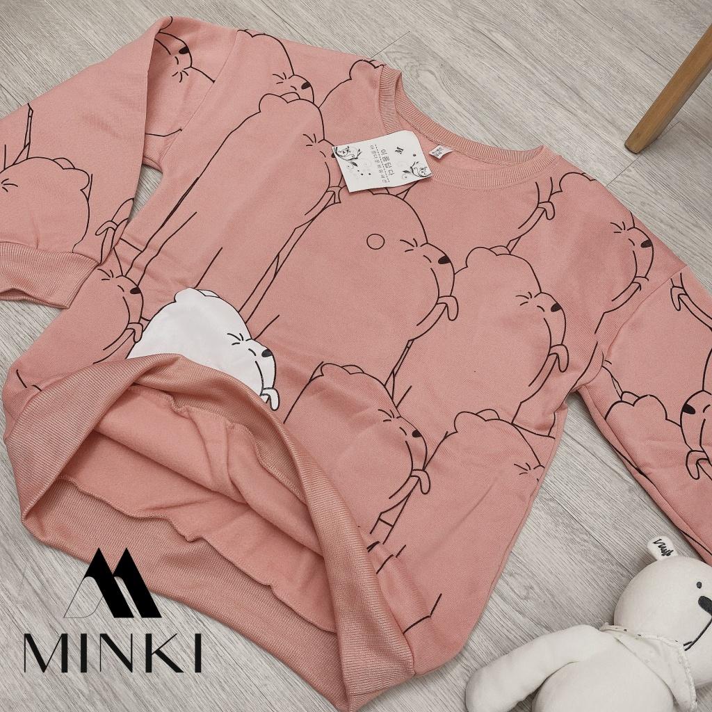 ÁO NỈ CHÚ GẤU DỄ THƯƠNG - CHẤT LIỆU NỈ CAO CẤP LÓT LÔNG MỀM - MÀU HỒNG VÀ NÂU TÂY