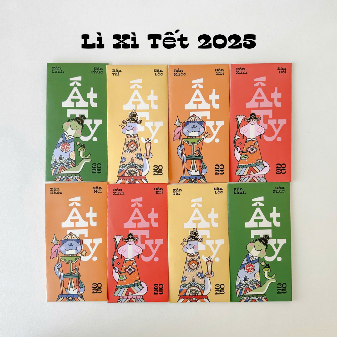 Bao lì xì tết 2025 set lì xì dài phiên bản Rắn năm Ất Tỵ Crabit