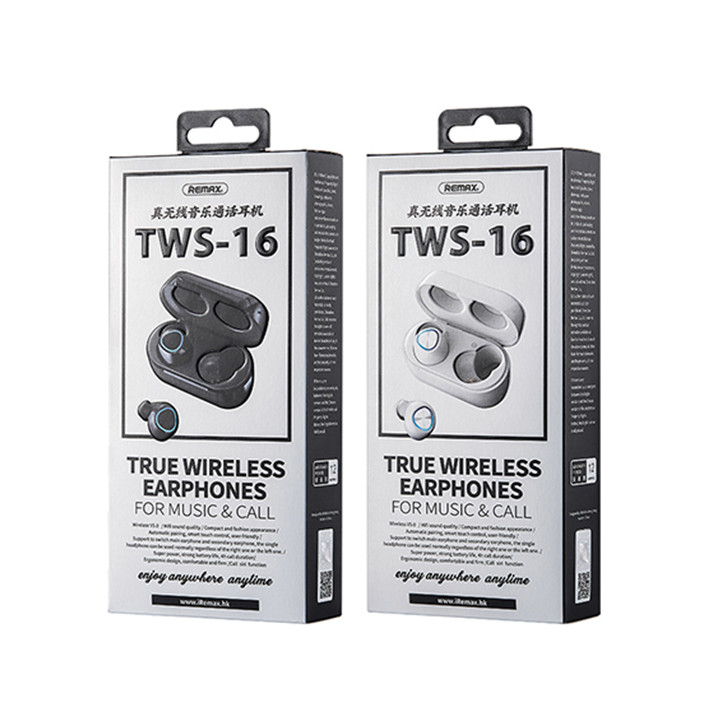 Tai nghe Bluetooth True Wireless Remax TWS-16 kèm dock sạc - Hàng nhâp khẩu