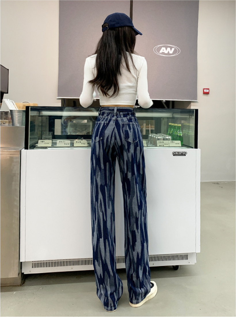 Quần jeans suông dài nữ HQJeans lưng đắp chéo họa tiết mẫu mới