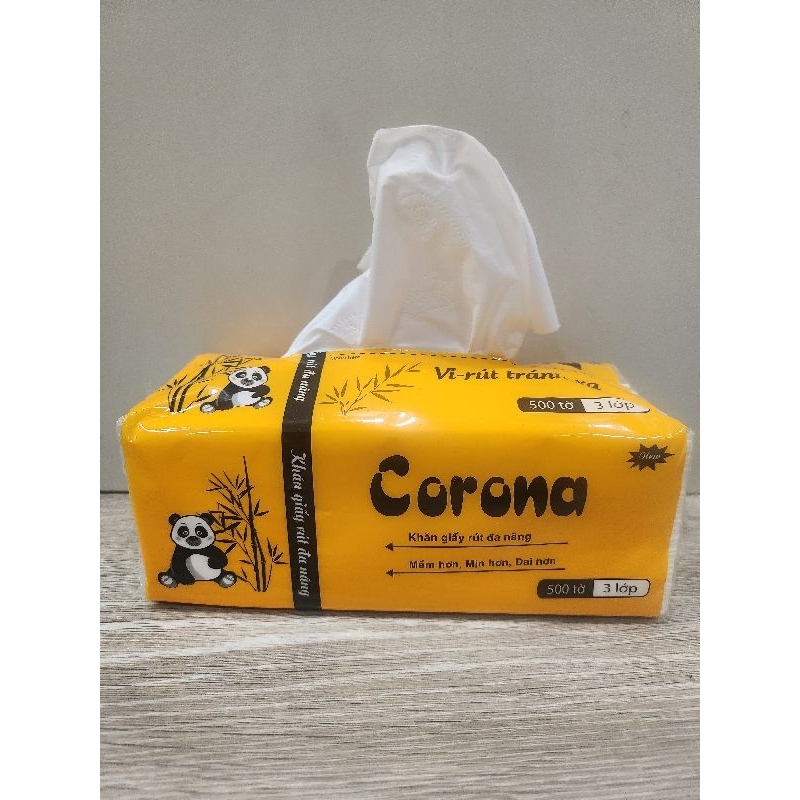 Khăn giấy rút lụa Corona siêu dày, mịn gói 500tờ