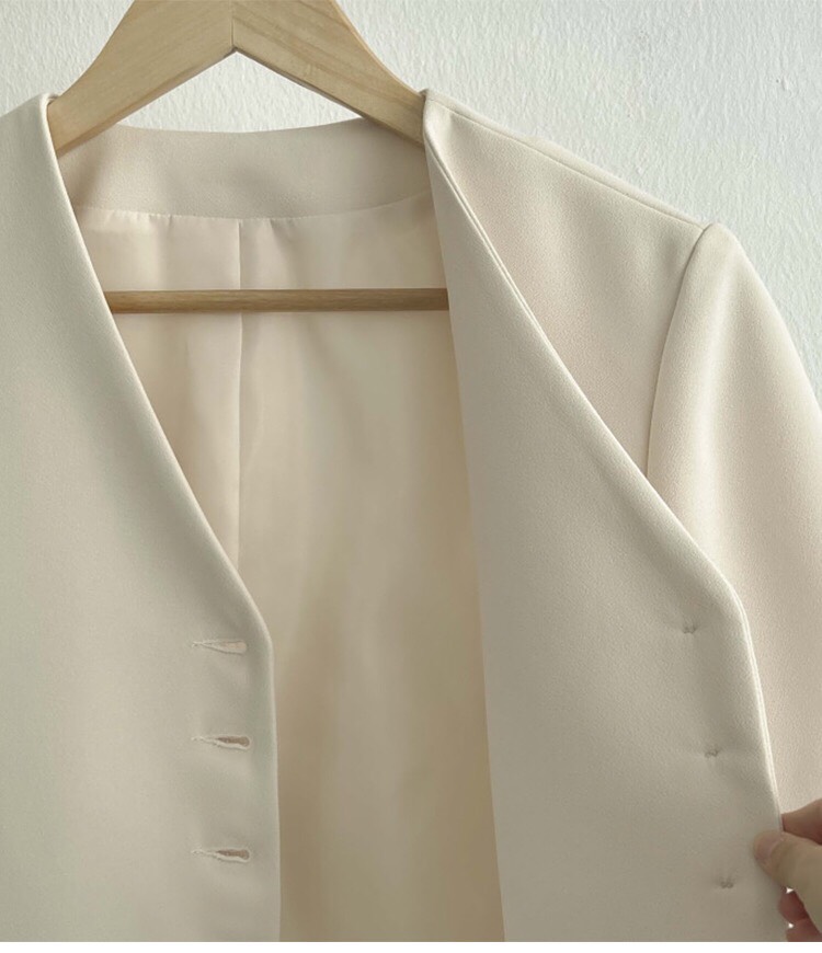 Áo vest nữ croptop phong cách Hàn Quốc chất liệu tuyết mưa cao cấp áo blazer dáng cộc tay cổ V xinh xắn phù hợp đi tiệc