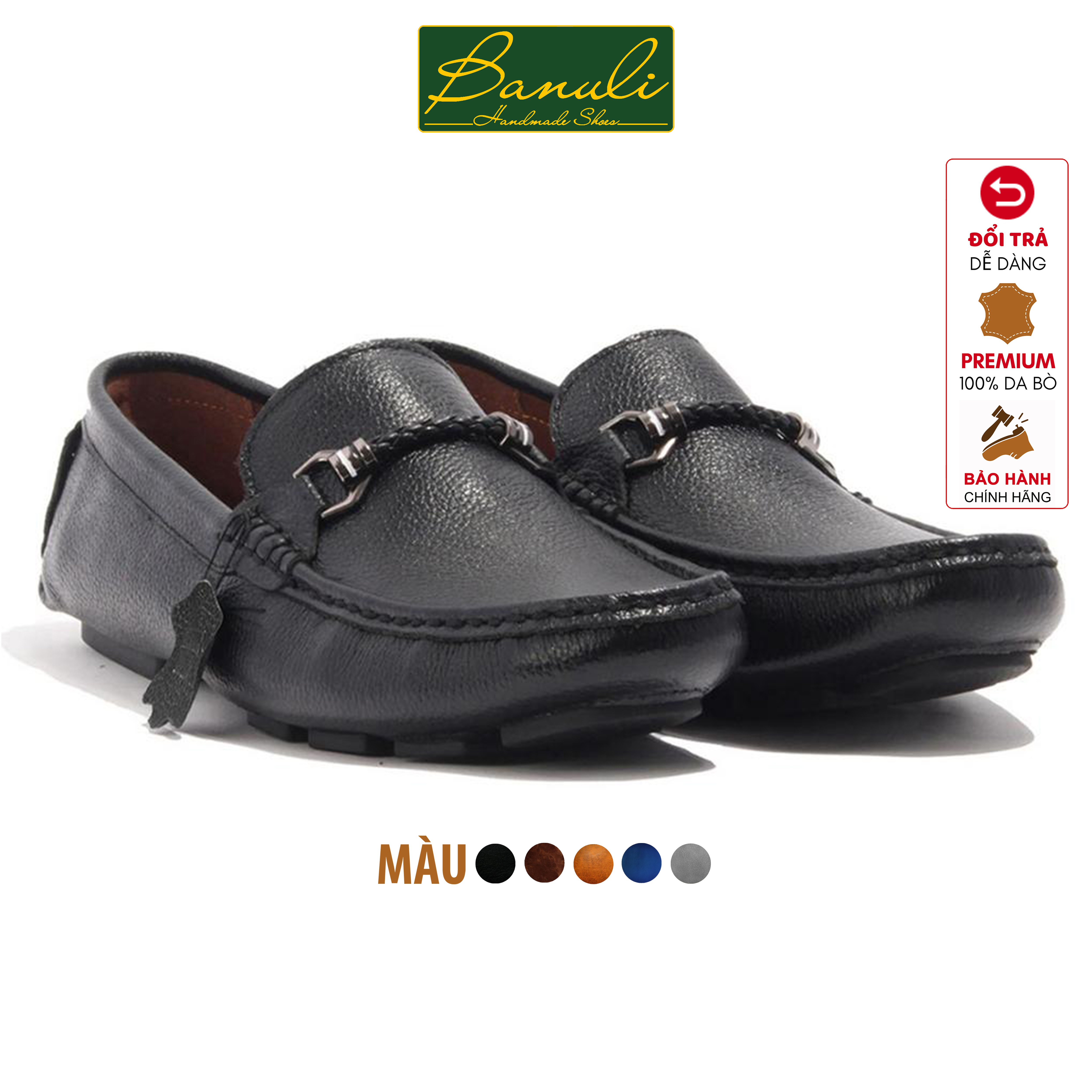 Giày Lười Nam Banuli Nappa Cow Leather Shoes - Moccasin Loafers C6ML2 (Da Bò Nappa Mềm Dẻo, Đế Siêu Nhẹ, Chống Trượt, Bảo Hành Trọn Đời)