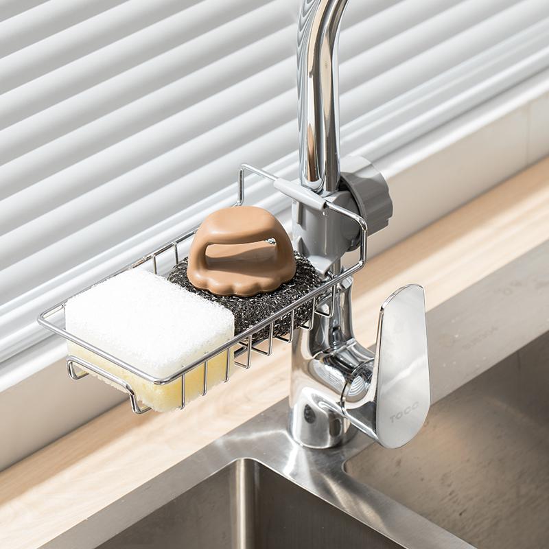 Giá Treo Đồ Rửa Bát Inox Gắn Trên Vòi Tặng Kèm Khăn Lau Cao Cấp - Hàng Chất Lượng