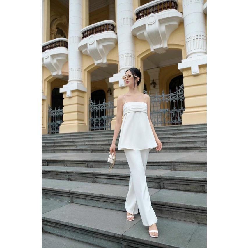 Set áo dây babydoll Hàn Quốc + quần suông dài, quần ống rộng chuẩn form cực sang chảnh