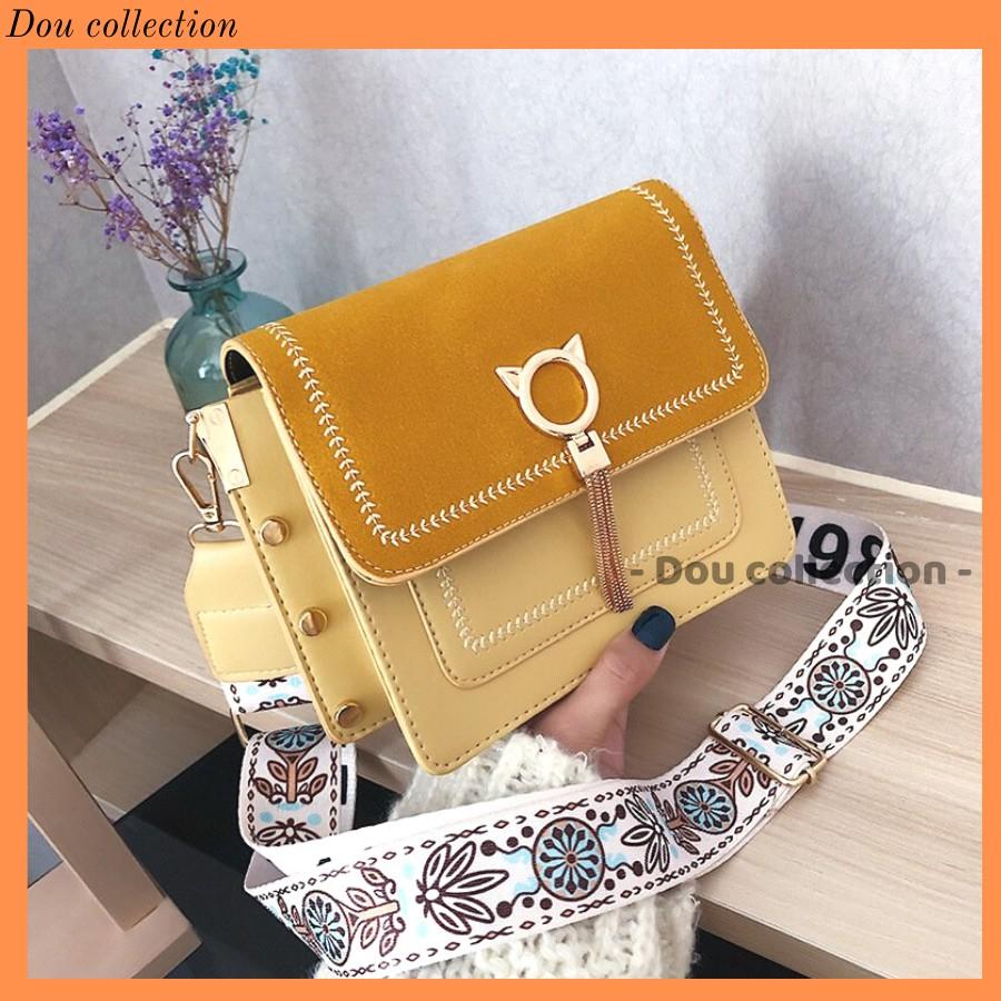 Túi Xách Nữ Chất Liệu Nhung Mịn Đính Hình Mèo Kim Loại Dễ Thương - Mã XT044