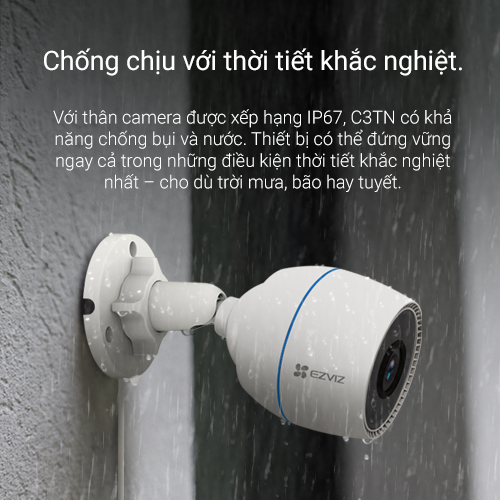 Camera WI-FI EZVIZ C3TN 2MP, Ngoài Trời, Không/Có Màu Ban Đêm, IP67 Chống Nước--Hàng Chính Hãng