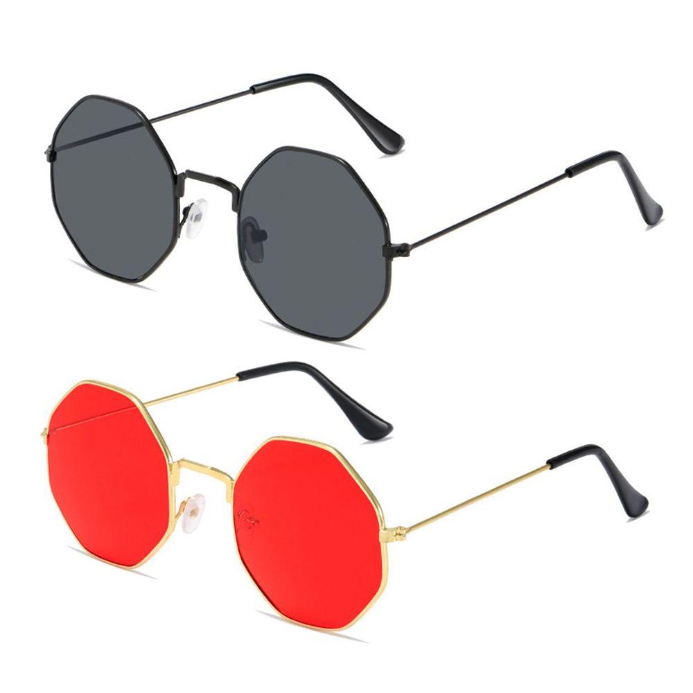 Retro Octro Octagonal Polygon Kính kính râm Đại dương kính râm Nữ đàn ông UV400 Bảo vệ kính mắt Mùa hè Kính râm Kính râm Color: Gold-Yellow