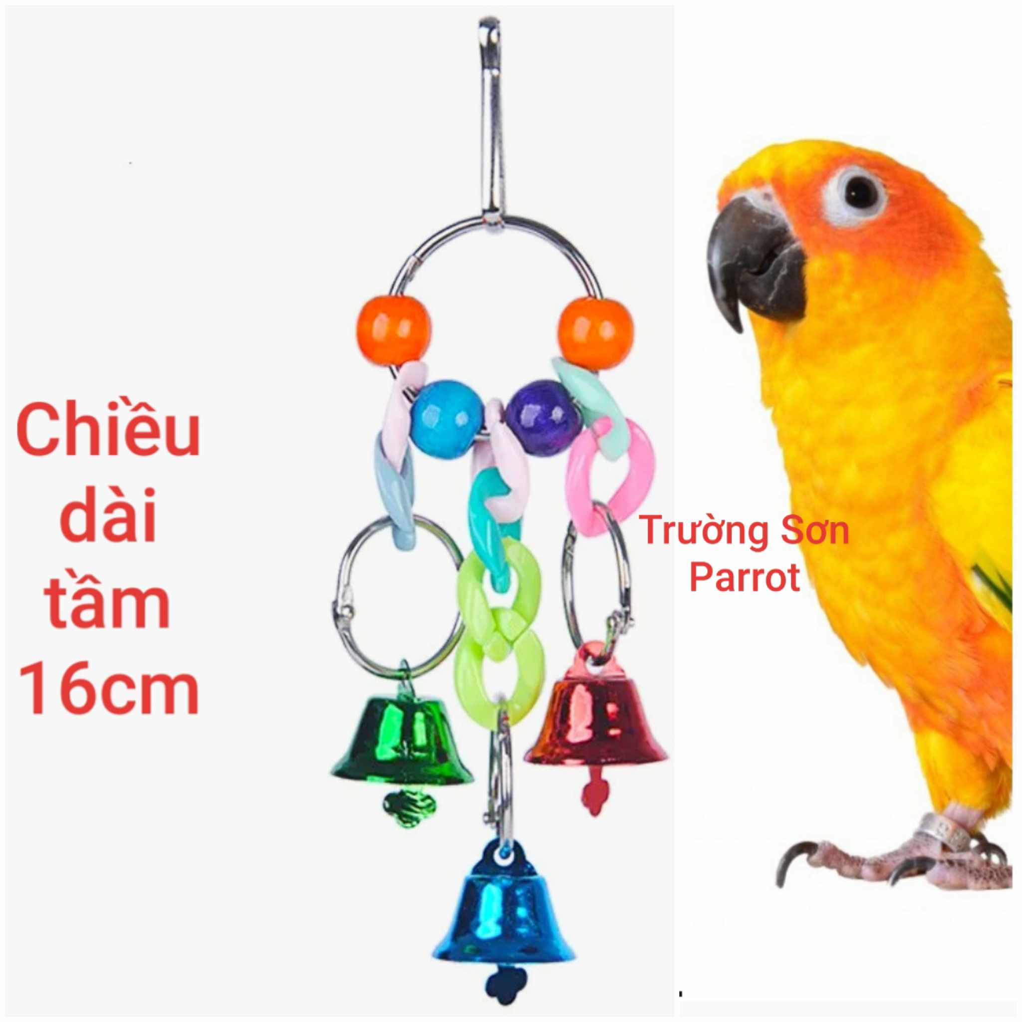 1 dây ba chuông đồ chơi treo lồng cho chim vẹt, chuột, sóc và thú cưng khác