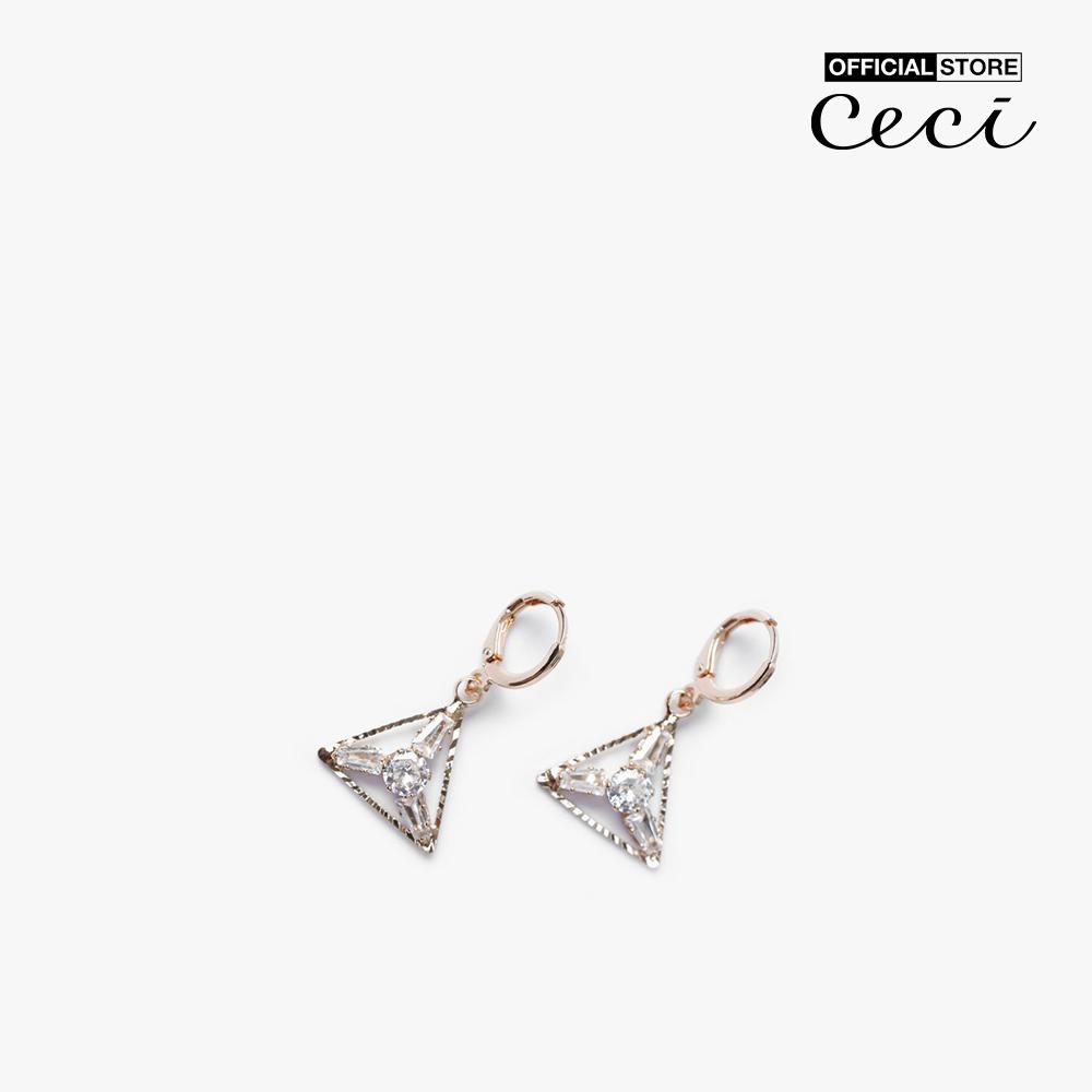 CECI - Khuyên tai nữ khoen tròn dạng thả thiết kế tam giác độc đáo CC1-06000161-27