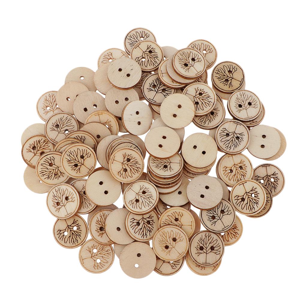 50 Miếng In Hình Vòng Nút Gỗ May Quần Áo Phụ Kiện 20 Mm