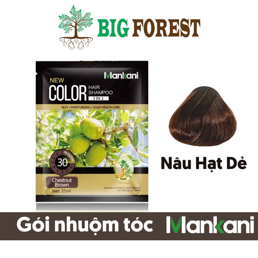 Gói Dầu Gội Nhuộm Tóc, Phủ Bạc Thảo Dược Mankani [Gói 25ml - Nâu Hạt Dẻ