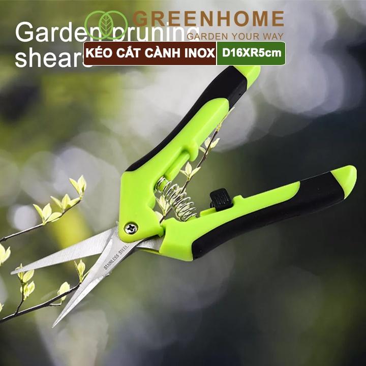 Kéo Cắt Cành Greenhome, D16,5xR4,5cm, Inox, Mũi Nhọn, Siêu Bén, Không Gỉ, Có Khoá An Toàn, Nhiều Màu Lựa Chọn